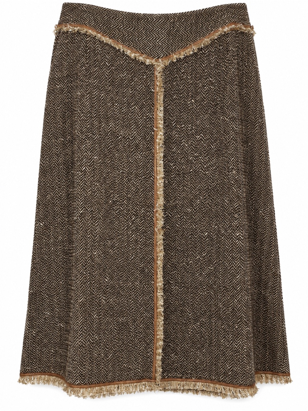 Doncaster Collection Herringbone Fringe Detail Midi Skirt Size 14